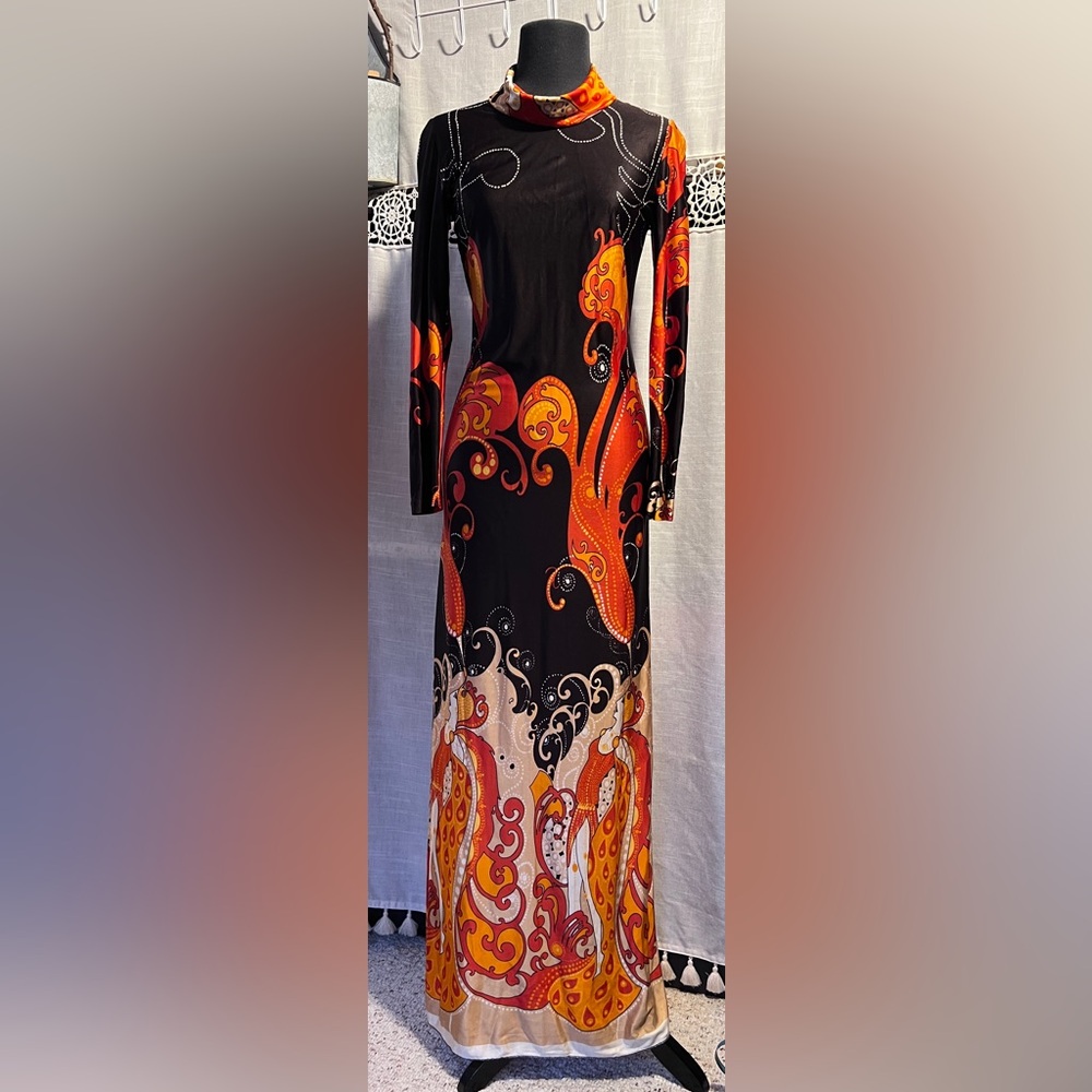 Elegant Black and Orange Women's Dress